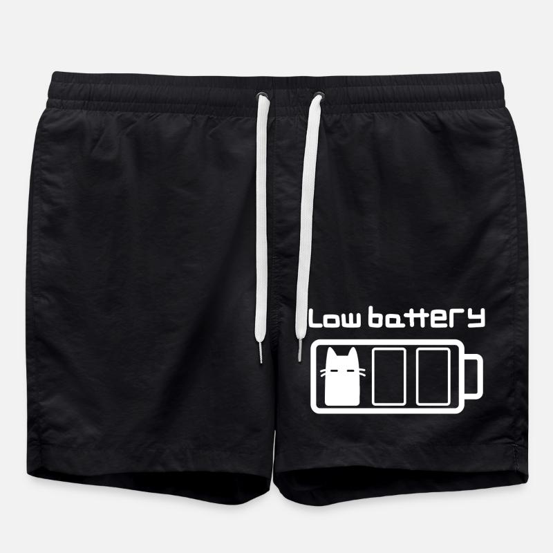 Low battery cat - Swim Trunks - black