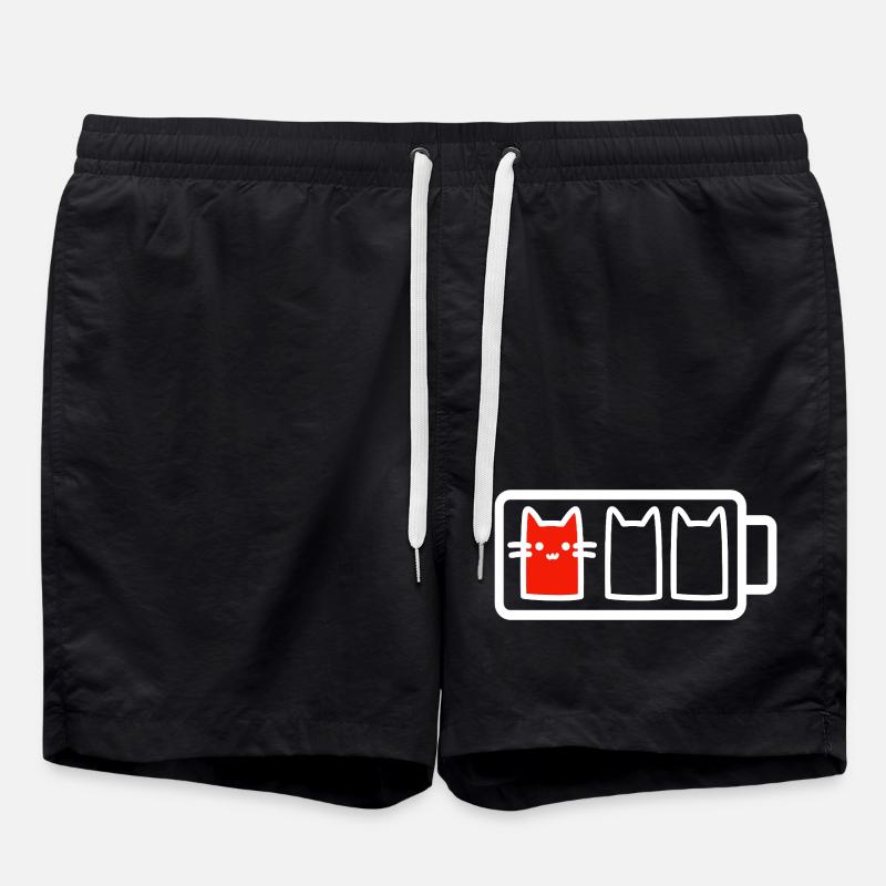 Low battery cat - Swim Trunks - black