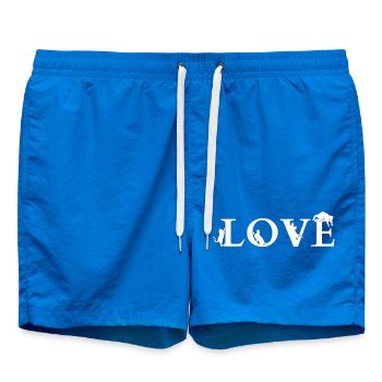 LOVE Cat Silhouette Word Art - Swim Trunks - cobalt blue - Front