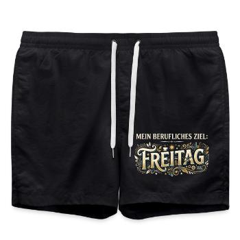 Freitag Mein Berufliches Ziel - Vintage Look - Badeshorts - Schwarz - Vorne - AI Model Male 185 light (185cm)