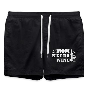 Mom Needs Wine Mother's Day Wine Lovers - Swim Trunks - black - Front - AI Model Male 185 light (185cm)