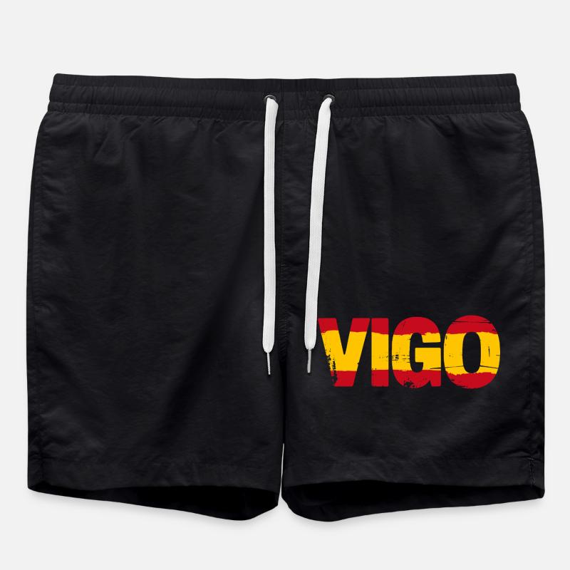 Vigo Flagge Spanien - Badeshorts - Schwarz