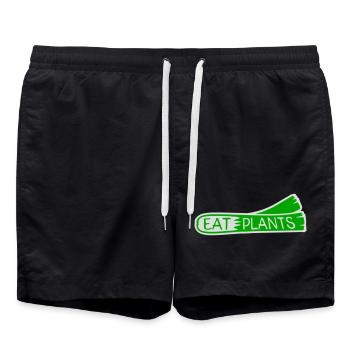 Sigle végétarien végan drôle de Eat Plants - Short de bain - noir - Devant - AI Model Male 185 light (185cm)