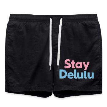 Restez Delulu Typographie Motivationnelle Mignonne - Short de bain - noir - Devant - AI Model Male 185 light (185cm)