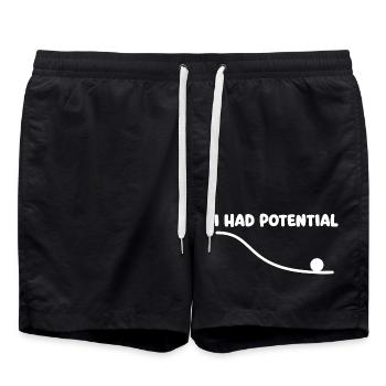 J’avais un humour potentiel de nerd scientifique avec des jeux de mots en physique - Short de bain - noir - Devant - AI Model Male 185 light (185cm)