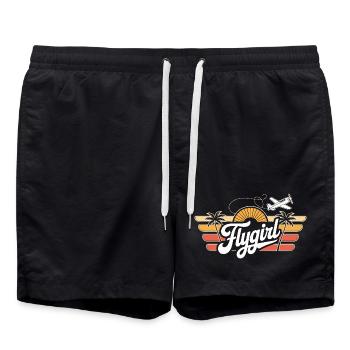 Flygirl Retro Aviation Sunset - Badeshorts - Schwarz - Vorne - AI Model Male 185 light (185cm)