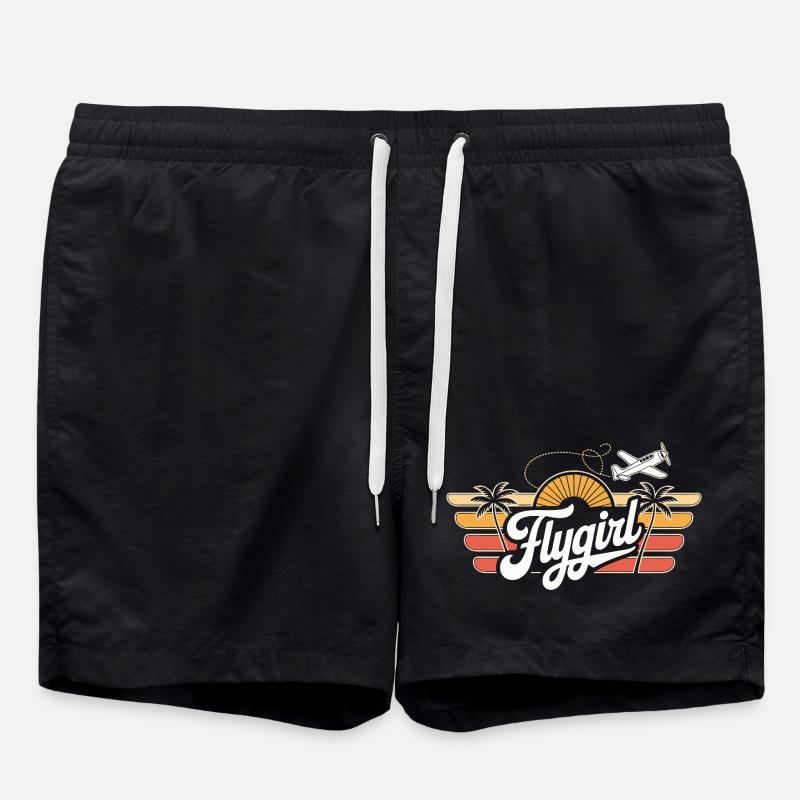 Flygirl Retro Aviation Sunset - Short de bain - noir