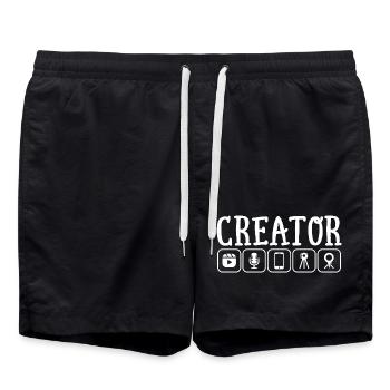 Content Creator Vlogger Online Streamer Influencer - Swim Trunks - black - Front - AI Model Male 185 light (185cm)