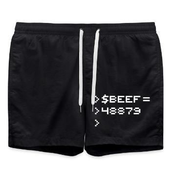 BEEF 8-Bit Code Nerd Pixel Terminal Retro - Swim Trunks - black - Front - AI Model Male 185 light (185cm)