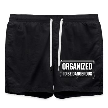 Organized Chaos - Sarkasmus Design - Badeshorts - Schwarz - Vorne - AI Model Male 185 light (185cm)