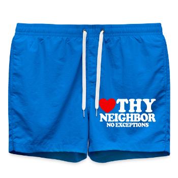 Love your neighbor – without exception. Christian - Swim Trunks - cobalt blue - Front