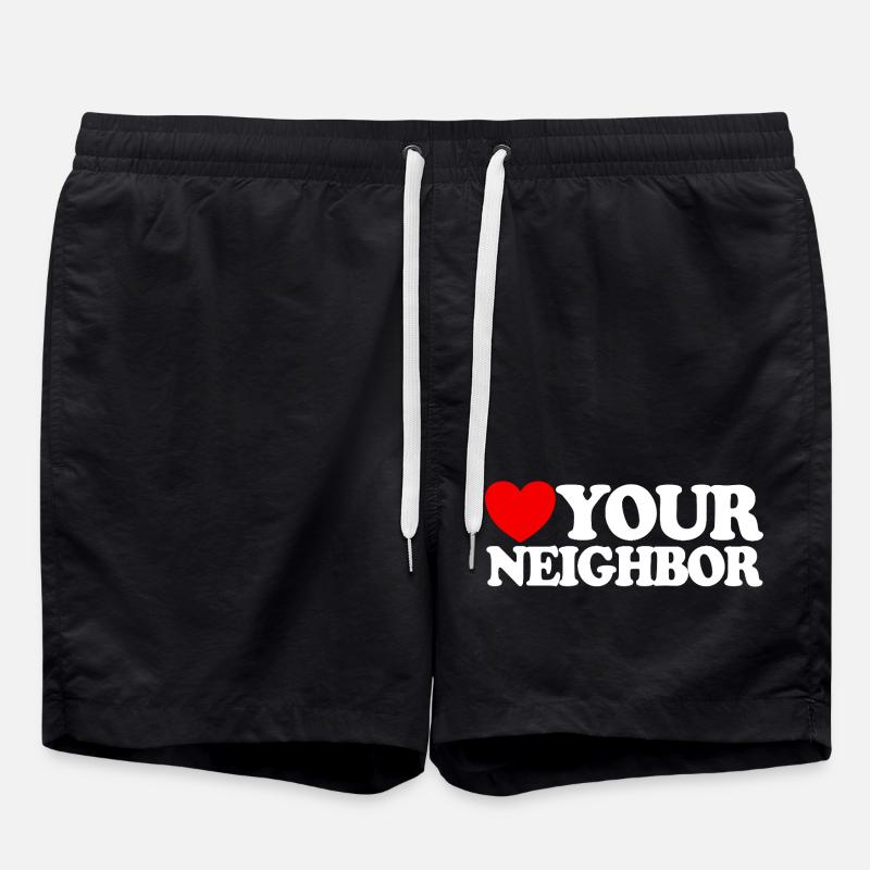 Nächstenliebe – Christlicher Glaube – Jesus - Badeshorts - Schwarz