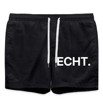ECHT Punkt – Minimalistisches Typografie Design - Badeshorts - Schwarz - Vorne - AI Model Male 185 light (185cm)