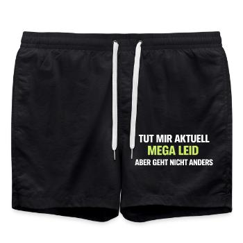 Mega Leid Typografie Schriftzug - Badeshorts - Schwarz - Vorne - AI Model Male 185 light (185cm)