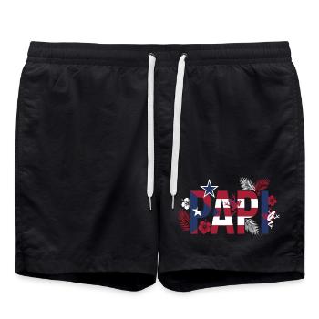 Daddy Flag Tropics Hawaii Style Dad - Swim Trunks - black - Front - AI Model Male 185 light (185cm)