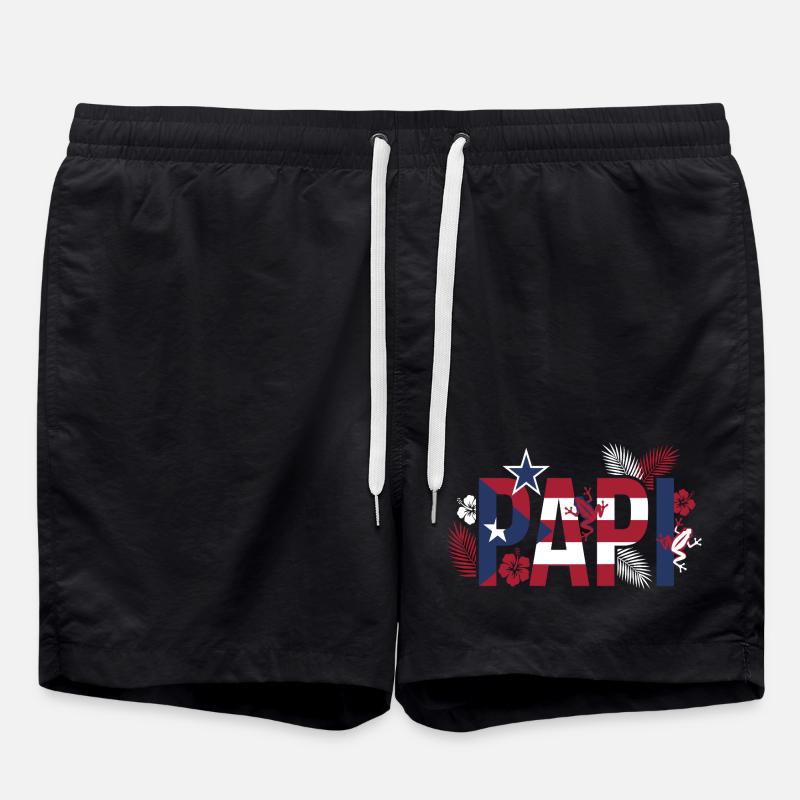 Papa drapeau Tropiques style Hawaï - Short de bain - noir