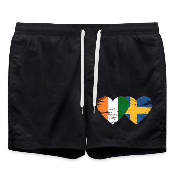 Cœur du drapeau de la Côte d’Ivoire de la Suède utilisé - Short de bain - noir - Devant - AI Model Male 185 light (185cm)