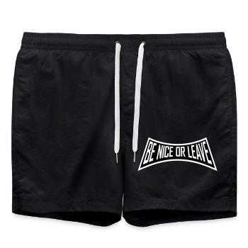 Be Nice Or Leave Funny Statement Attitude Saying - Swim Trunks - black - Front - AI Model Male 185 light (185cm)