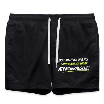 Atemgeräusche Neon-Spruch - Badeshorts - Schwarz - Vorne - AI Model Male 185 light (185cm)