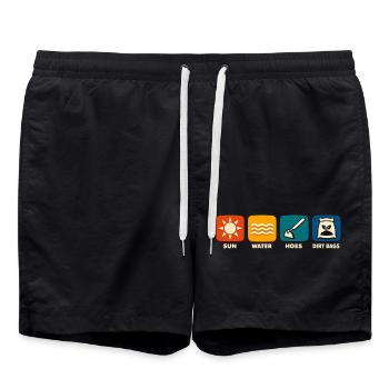 Sun Water Hacking Scrubber Funny Gardening - Swim Trunks - black - Front - AI Model Male 185 light (185cm)