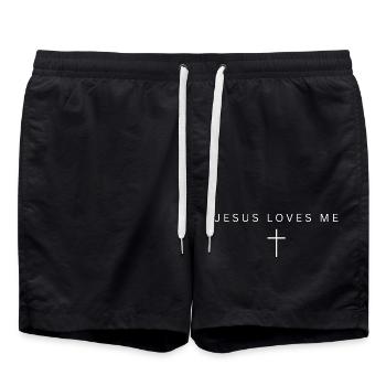 Jesus Loves Me Cross Design - Swim Trunks - black - Front - AI Model Male 185 light (185cm)