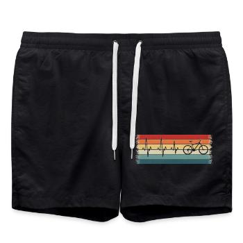 Rétro Cyclisme Heartbeat Vélo Cycliste VTT  - Short de bain - noir - Devant - AI Model Male 185 light (185cm)