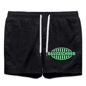 Bauzeichner - Badeshorts - Schwarz - Vorne - AI Model Male 185 light (185cm)