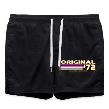 Multicolor Retro Stripes 72 - Swim Trunks - black - Front - AI Model Male 185 light (185cm)