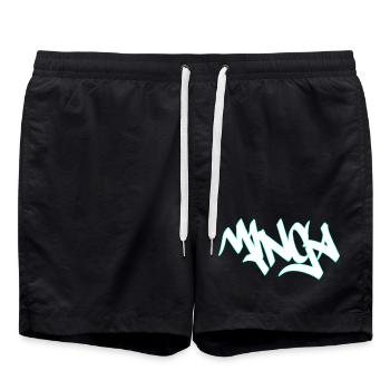 Graffiti Mibga Neon Schriftzug - Badeshorts - Schwarz - Vorne - AI Model Male 185 light (185cm)