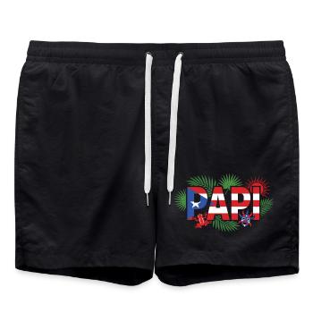 Papi Puerto Rico Flag Vacation - Swim Trunks - black - Front - AI Model Male 185 light (185cm)