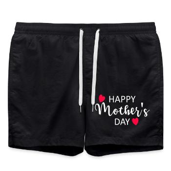 Happy Mother's Day Script Hearts - Swim Trunks - black - Front - AI Model Male 185 light (185cm)