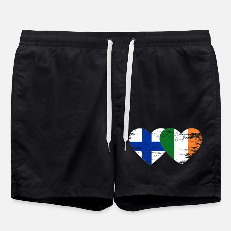 Finnland_Irland_Flagge_Herz_used - Short de bain - noir