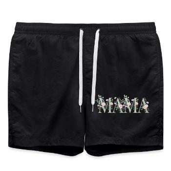 Mom Floral Lettering - Swim Trunks - black - Front - AI Model Male 185 light (185cm)