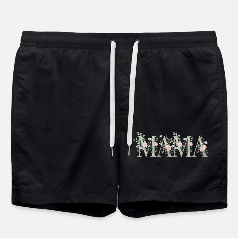 Lettrage floral de maman - Short de bain - noir
