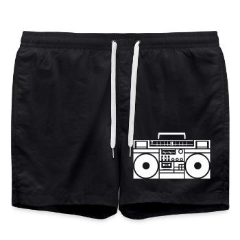 Graphisme rétro Boombox noir & blanc - Short de bain - noir - Devant - AI Model Male 185 light (185cm)