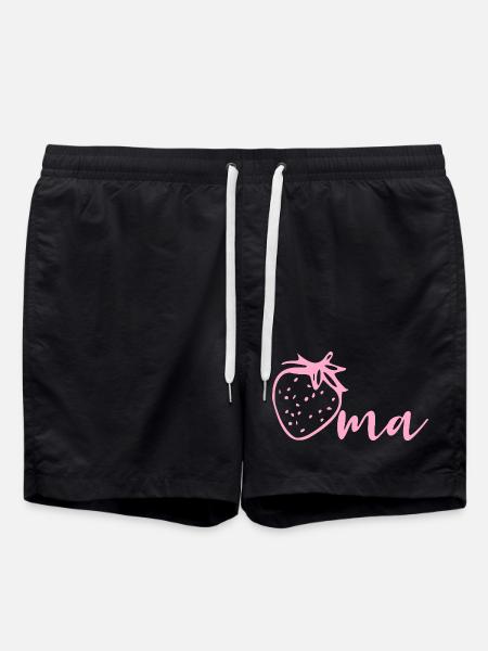 Erdbeeren Oma - Badeshorts - Schwarz