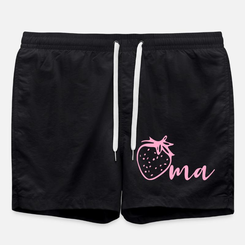 Erdbeeren Oma - Badeshorts - Schwarz