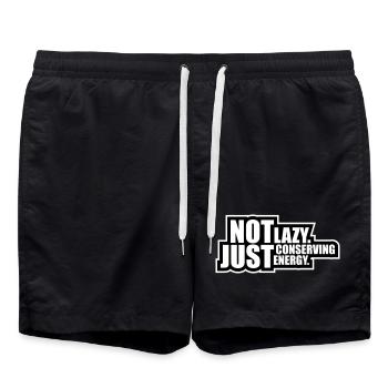 Not Lazy Just Conserving Energy Funny Lazy Saying - Swim Trunks - black - Front - AI Model Male 185 light (185cm)