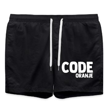 Code Oranje - Nederland - Netherlands Niederlande - Badeshorts - Schwarz - Vorne - AI Model Male 185 light (185cm)