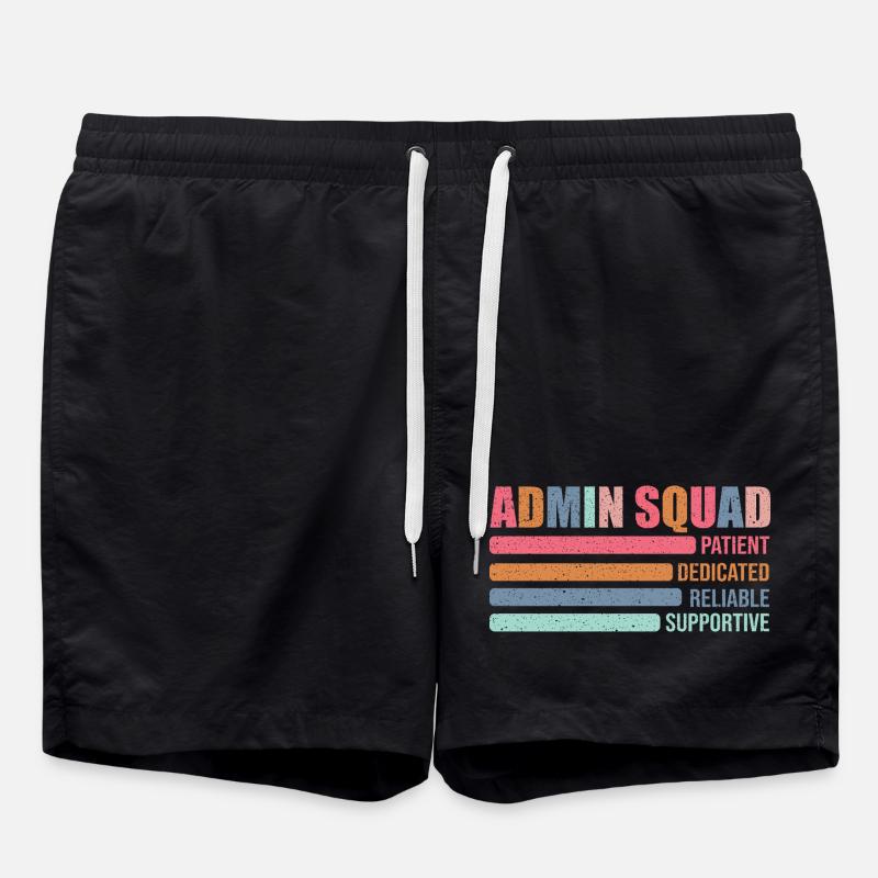 Admin Squad: Farbig Retro Büroteam Geschenk - Badeshorts - Schwarz