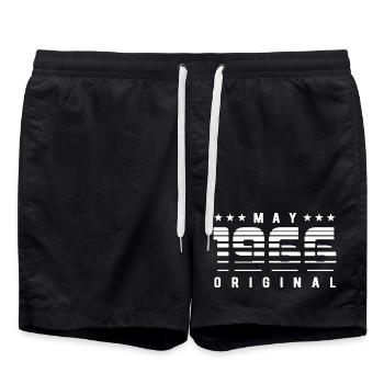 May 1966 Original Striped Vintage Geburtstag - Badeshorts - Schwarz - Vorne - AI Model Male 185 light (185cm)