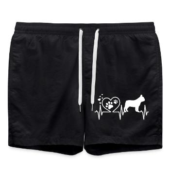 Heartbeat Pawprint Canine Silhouette - Swim Trunks - black - Front - AI Model Male 185 light (185cm)