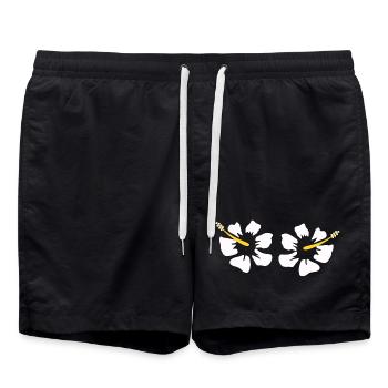 Hawaiiblume Hibiskus Hibiskusblüte Urlaub Geschenk - Badeshorts - Schwarz - Vorne - AI Model Male 185 light (185cm)