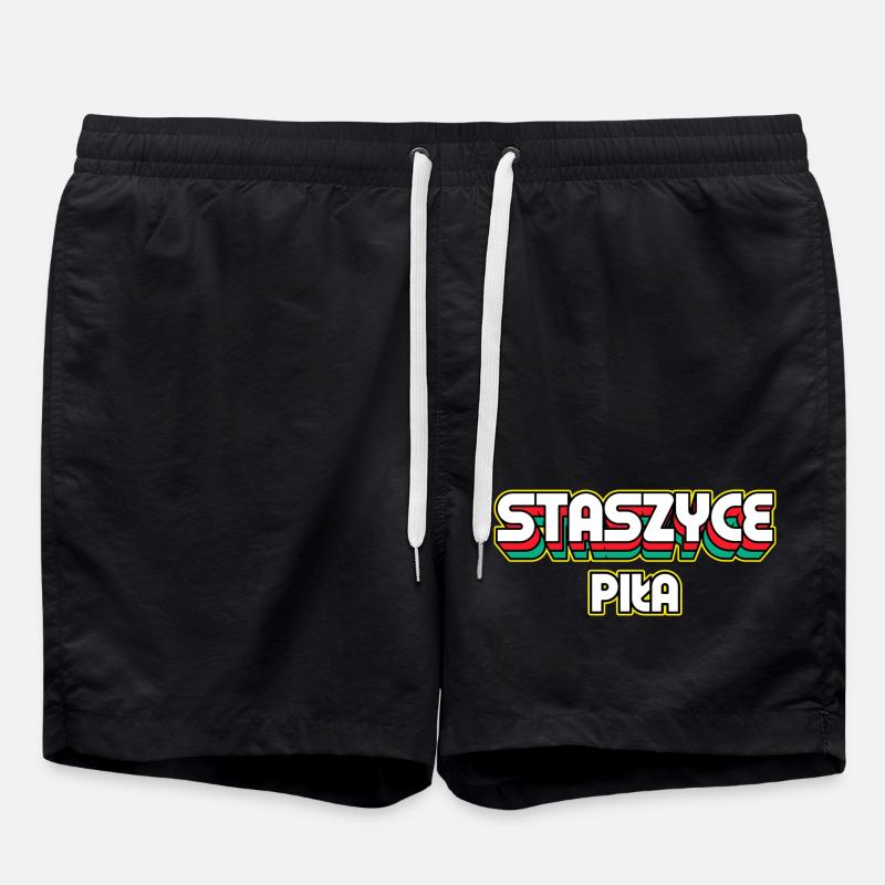 Staszyce Piła. Retro District Name - Swim Trunks - black