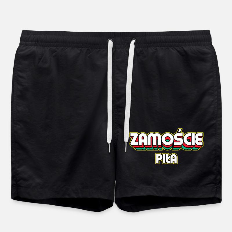 Zamość Piła. Retro District Name - Swim Trunks - black