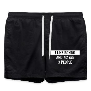 J’aime la boxe et peut-être trois personnes - Short de bain - noir - Devant - AI Model Male 185 light (185cm)