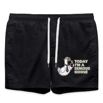 Sérieux Oie : Café, Cravate et Grit - Short de bain - noir - Devant - AI Model Male 185 light (185cm)