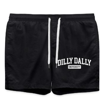 Dilly Dally University Procrastinate Dreschen - Badeshorts - Schwarz - Vorne - AI Model Male 185 light (185cm)