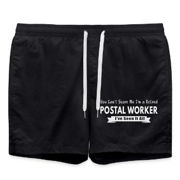 Retired Postal Worker - Swim Trunks - black - Front - AI Model Male 185 light (185cm)
