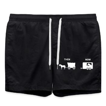 Lustiges Pferd Kutsche Parodie Historisches Design - Badeshorts - Schwarz - Vorne - AI Model Male 185 light (185cm)